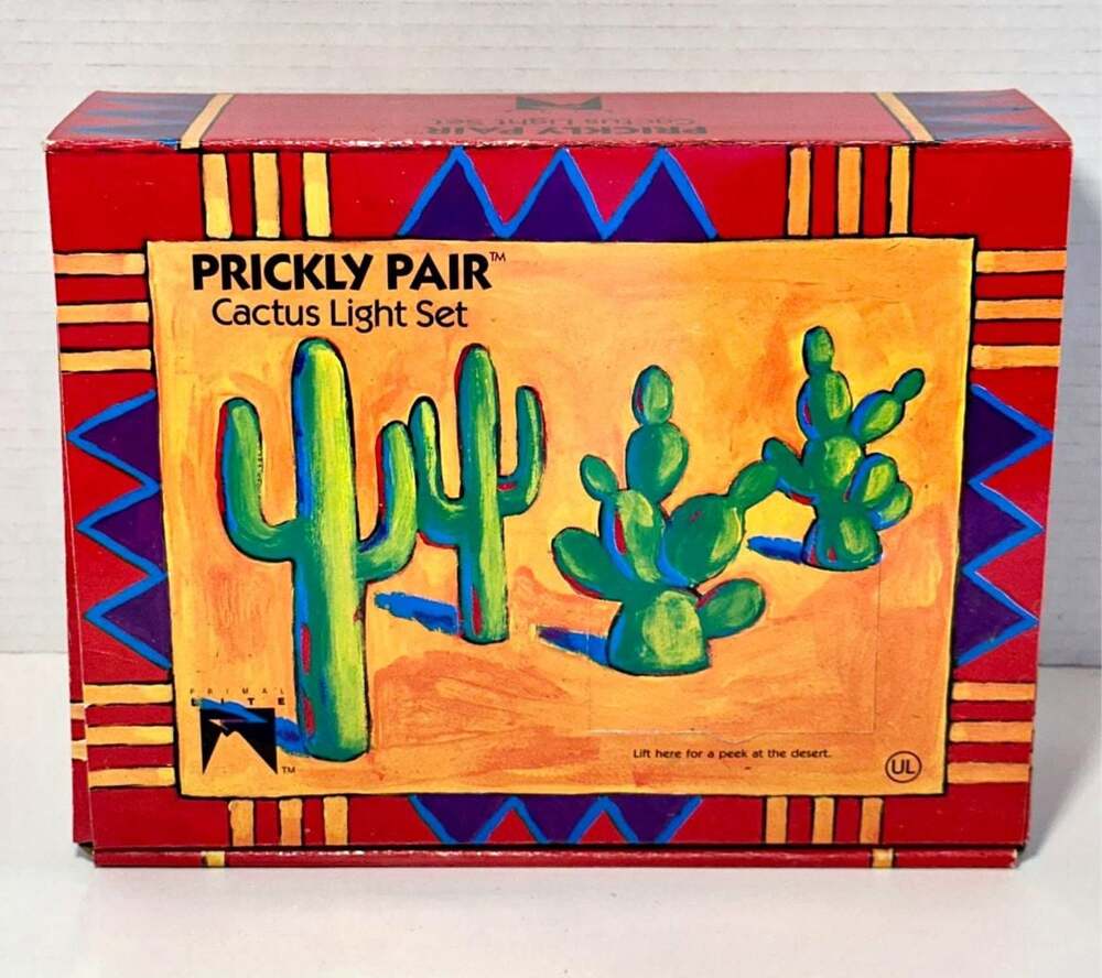 Vintage Prickly Pair String Lights Cactus 0pc – New Open Box